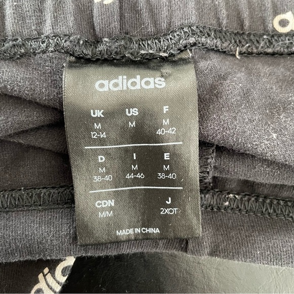 Adidas AOP Tight All Over Printer Logo Legging Pant Black White Midrise Medium - Picture 9 of 10